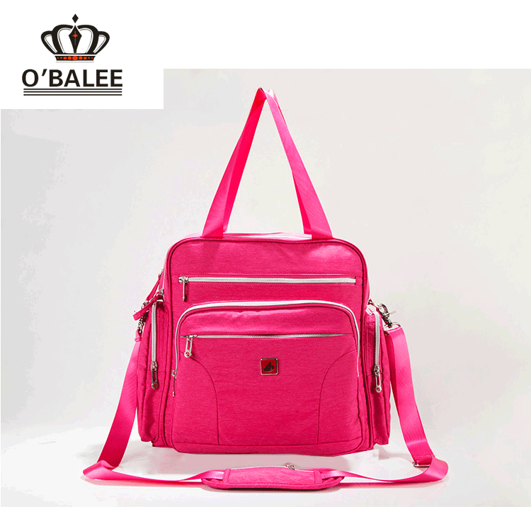 lots of pockets pink easy-to-carry tote diaper bag