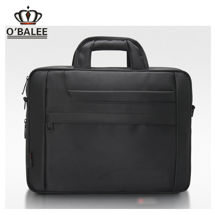 Hot sale fashion black nylon messenger laptop bag