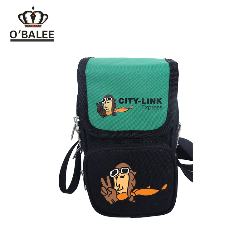 Promotional polyester waist bag with three pockets for courier